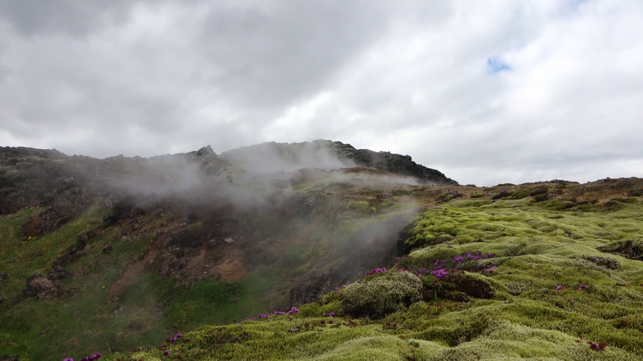 冰岛硫磺火山上冒着热气的温泉。视频素材