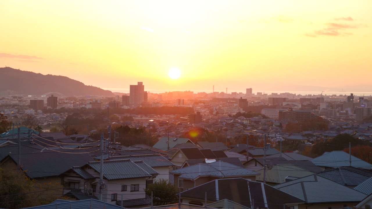 夕阳和大气的心情，日本的非城市景象视频素材