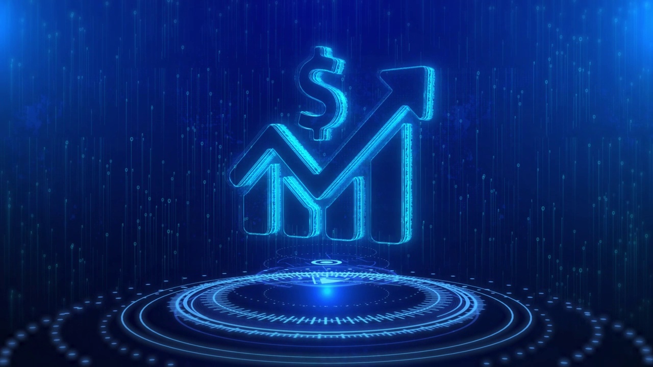 金融图表文字网络空间未来数字技术全息图概念。视频素材
