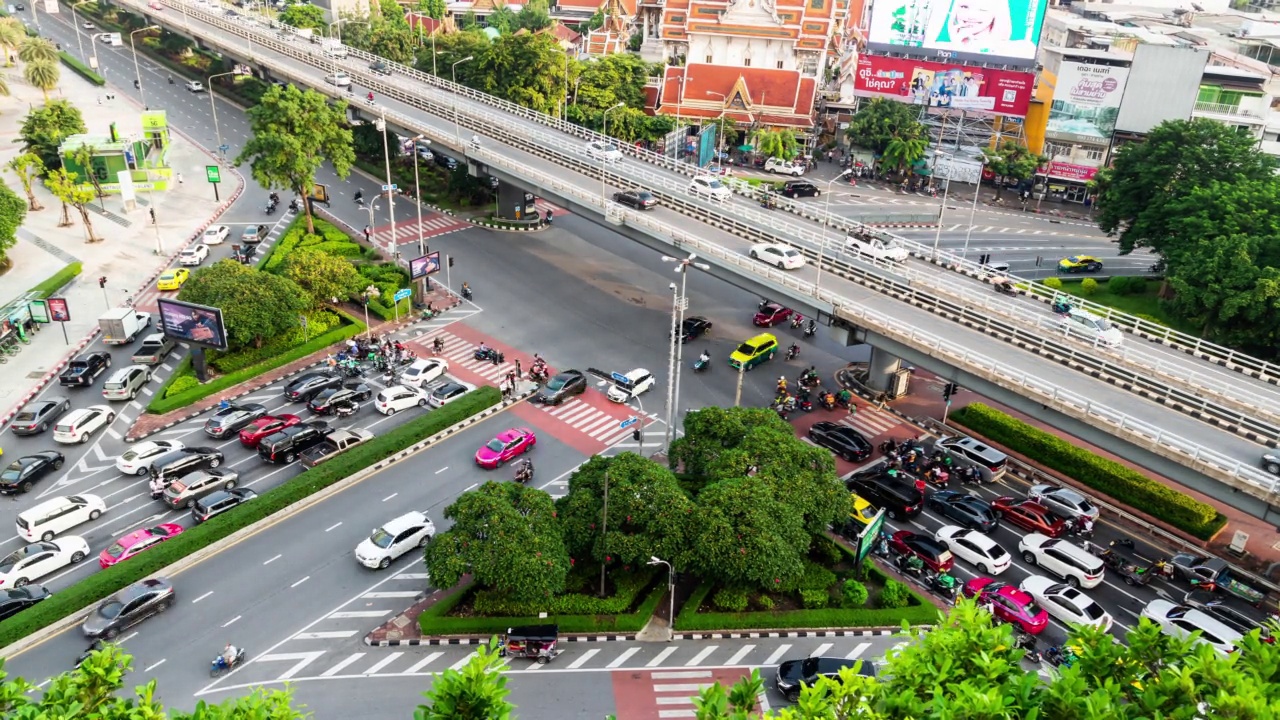 十字路口的交通时间流逝视频下载