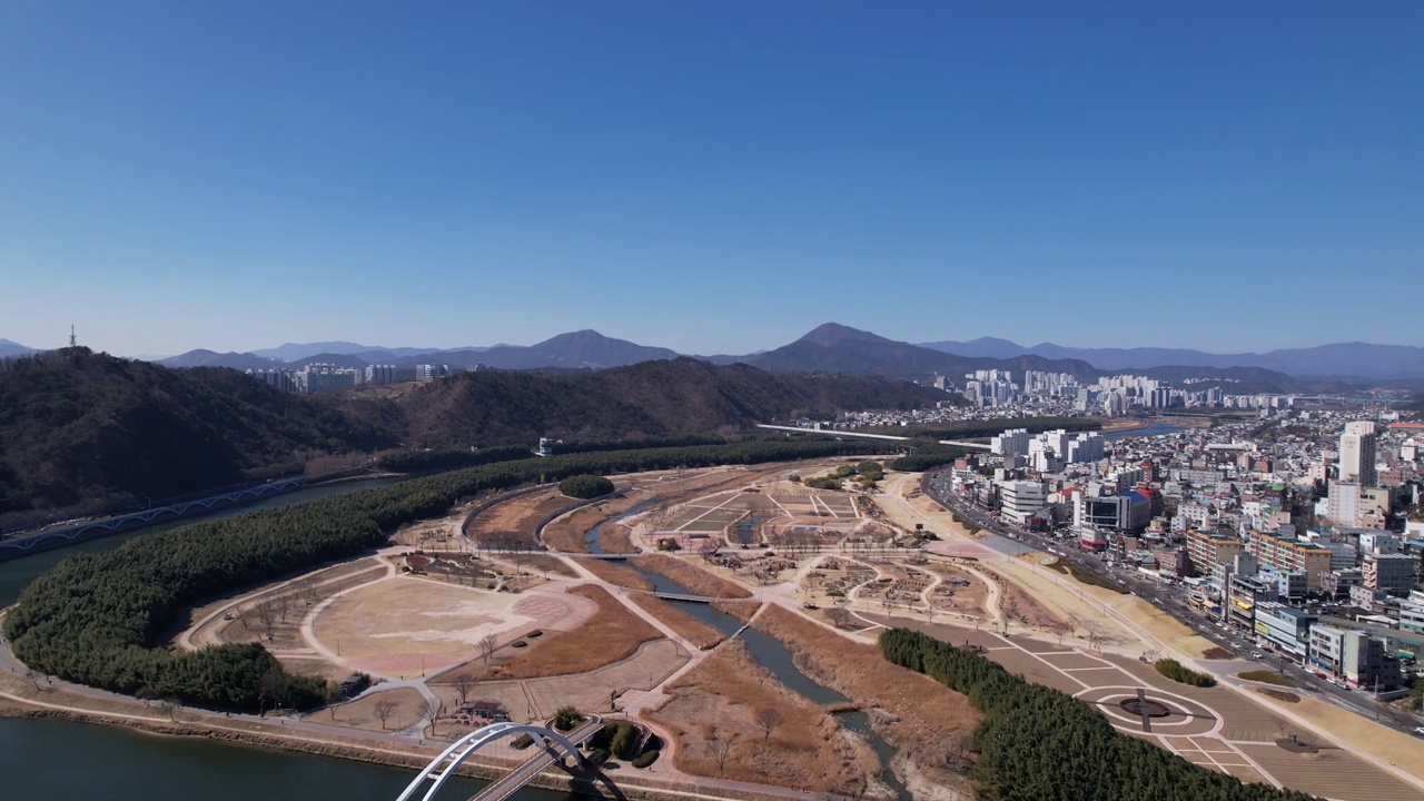 韩国蔚山，太华江，太华江国家花园和太华江观景台/南区和中区视频素材