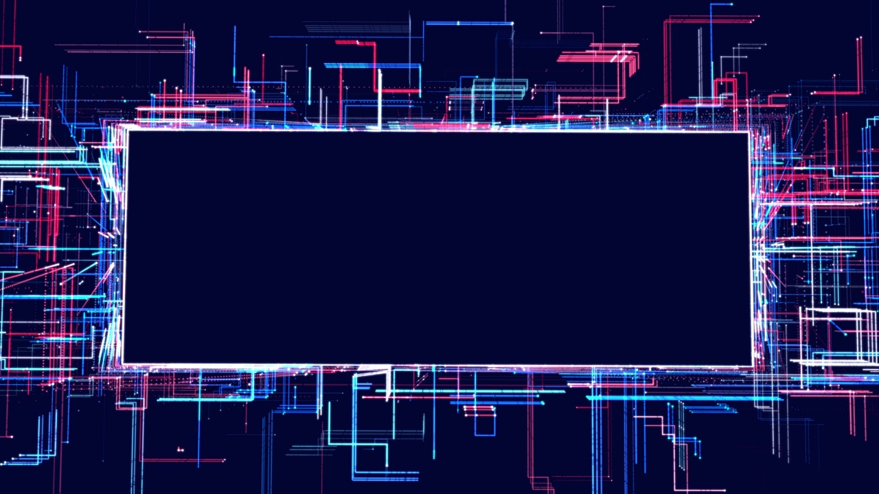 线条构成全息图信息块、ai建筑光网格、信息概念线和带有复制空间的节点。大数据字段。高科技信息技术。Vj循环抽象背景科幻主题视频素材