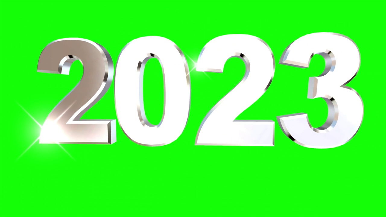 2023年的新年在绿色的背景下出现视频下载