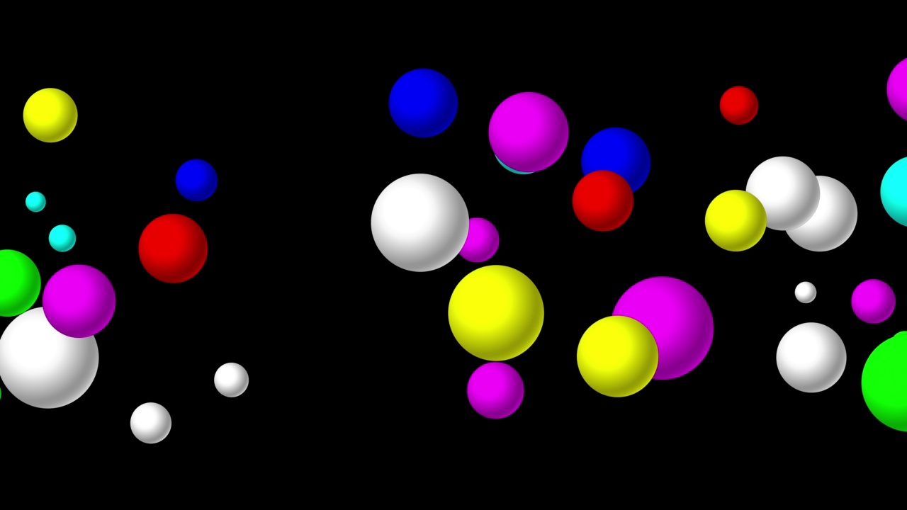 移动彩色球体运动图形与纯黑色背景视频素材