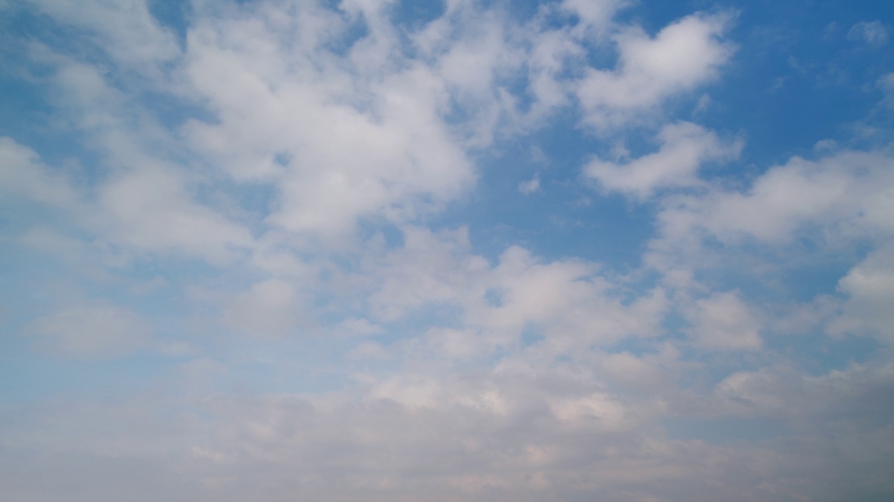 夏天的蓝天白云背景。层层的云空间。夏天，蓝天白云。视频素材