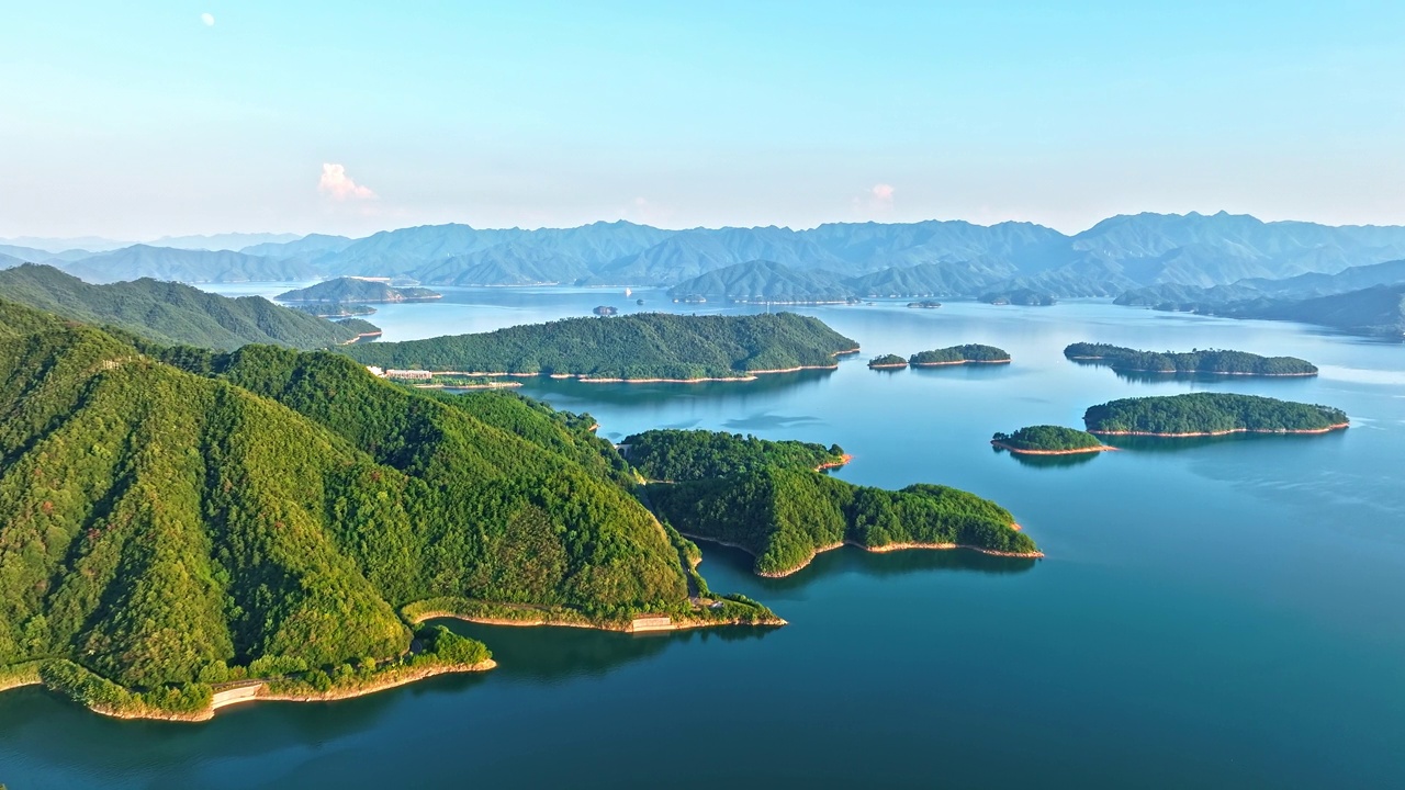 杭州千岛湖鸟瞰图视频素材