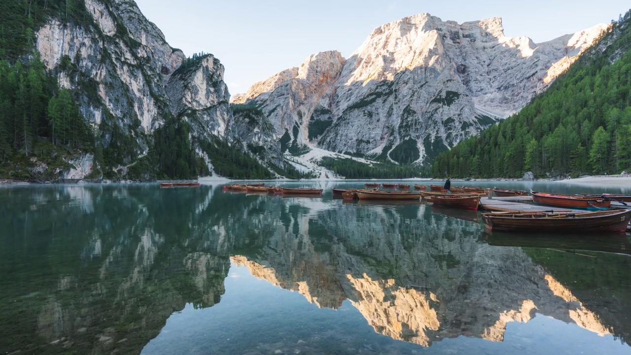 Lago di Braies, Dolomites，意大利阿尔卑斯山，意大利视频素材