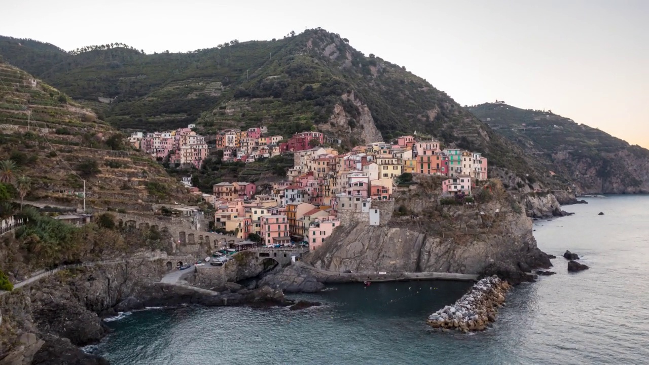 Manarola, La香料，利古里亚，意大利北部。视频素材