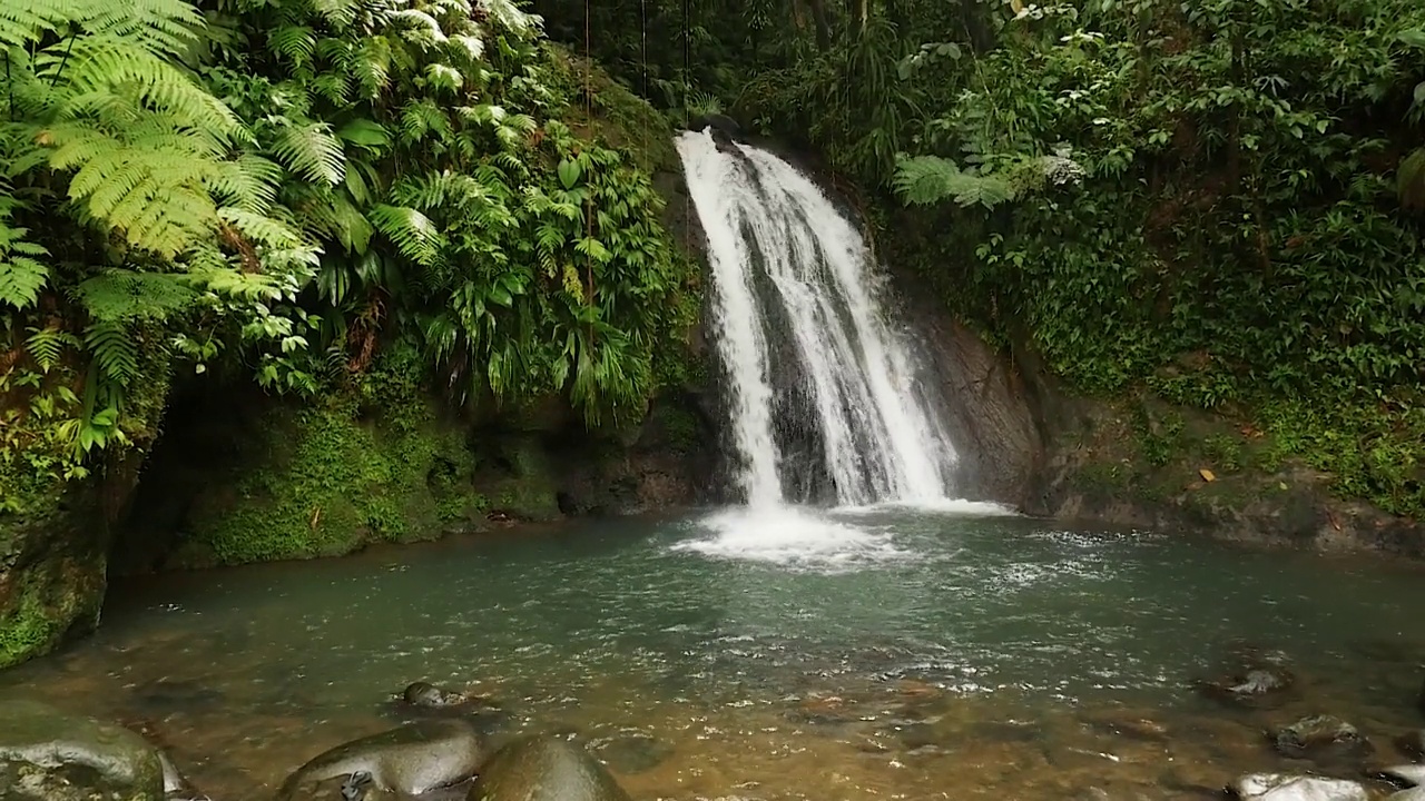 热带森林里有石头的瀑布视频素材