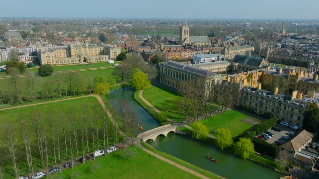 英国剑桥大学和学院的鸟瞰图视频素材