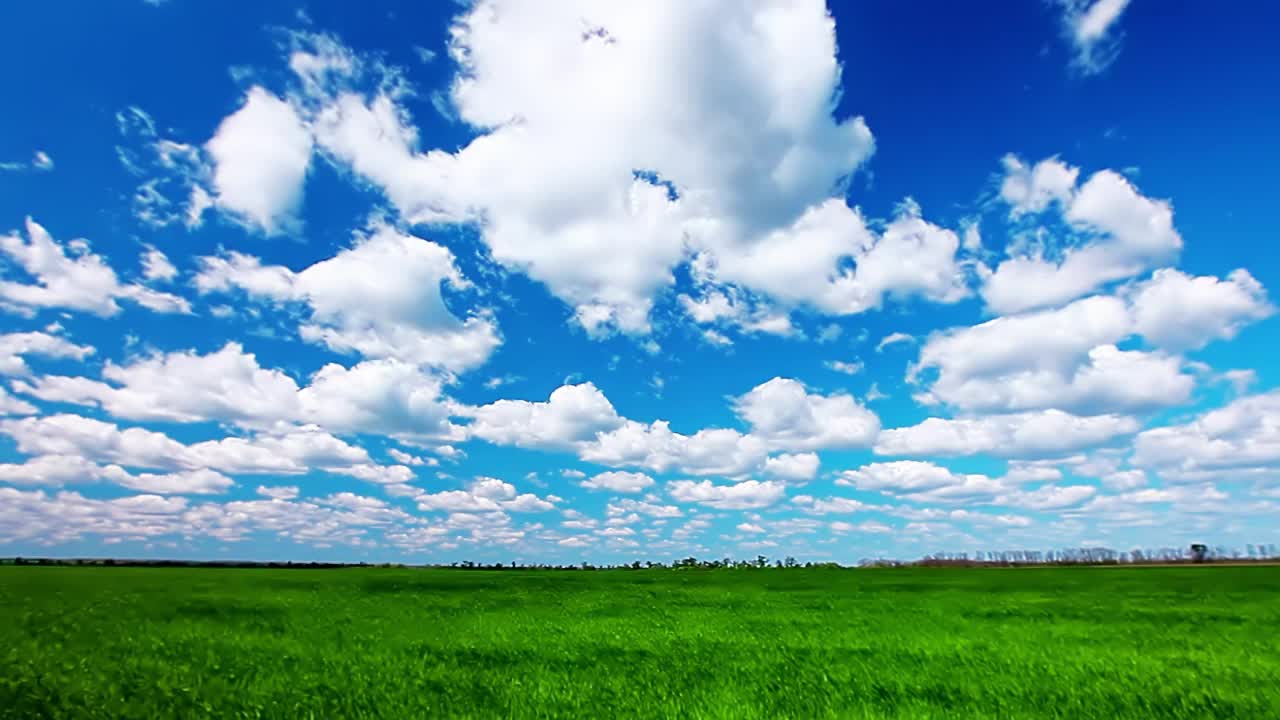 绿色的田野和多云的天空消逝了视频素材