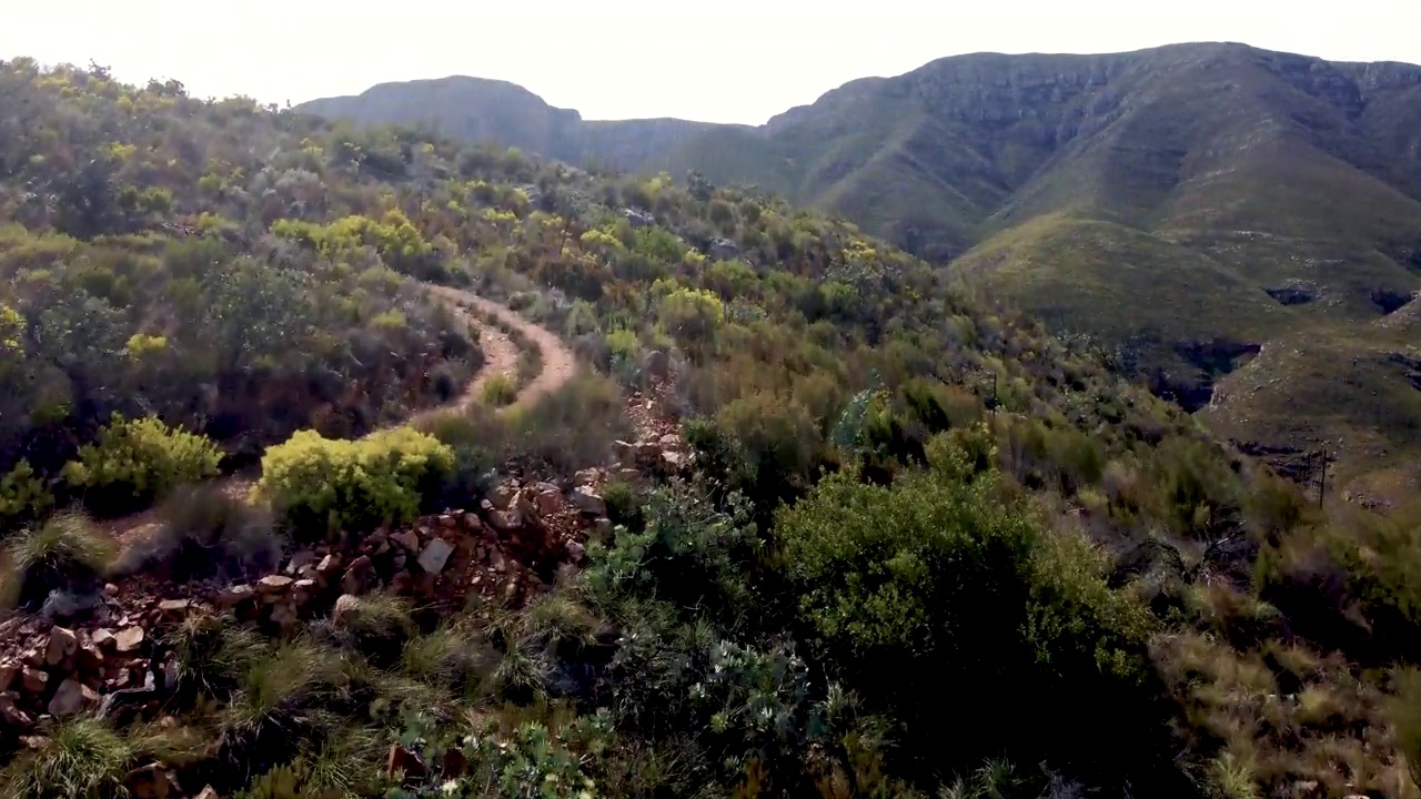 在Rooiberg山脉的绿色山景观鸟瞰图- 4k分辨率，股票视频视频下载