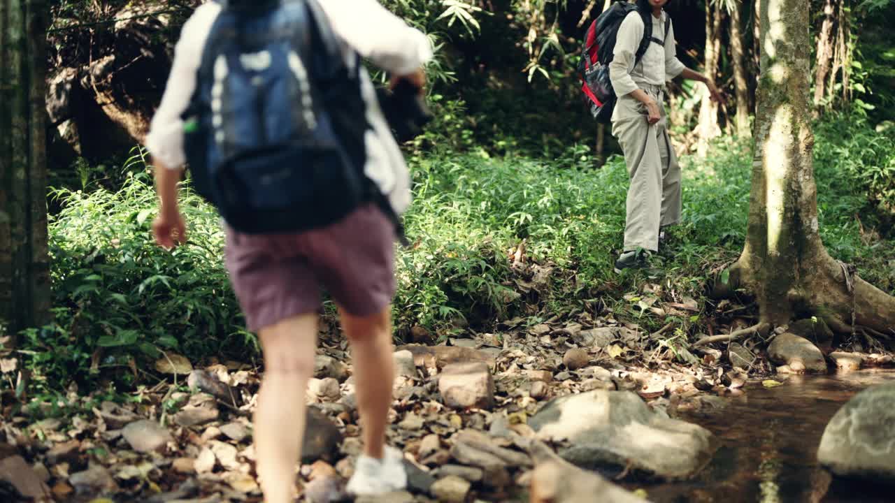 多代家庭徒步探索森林视频素材