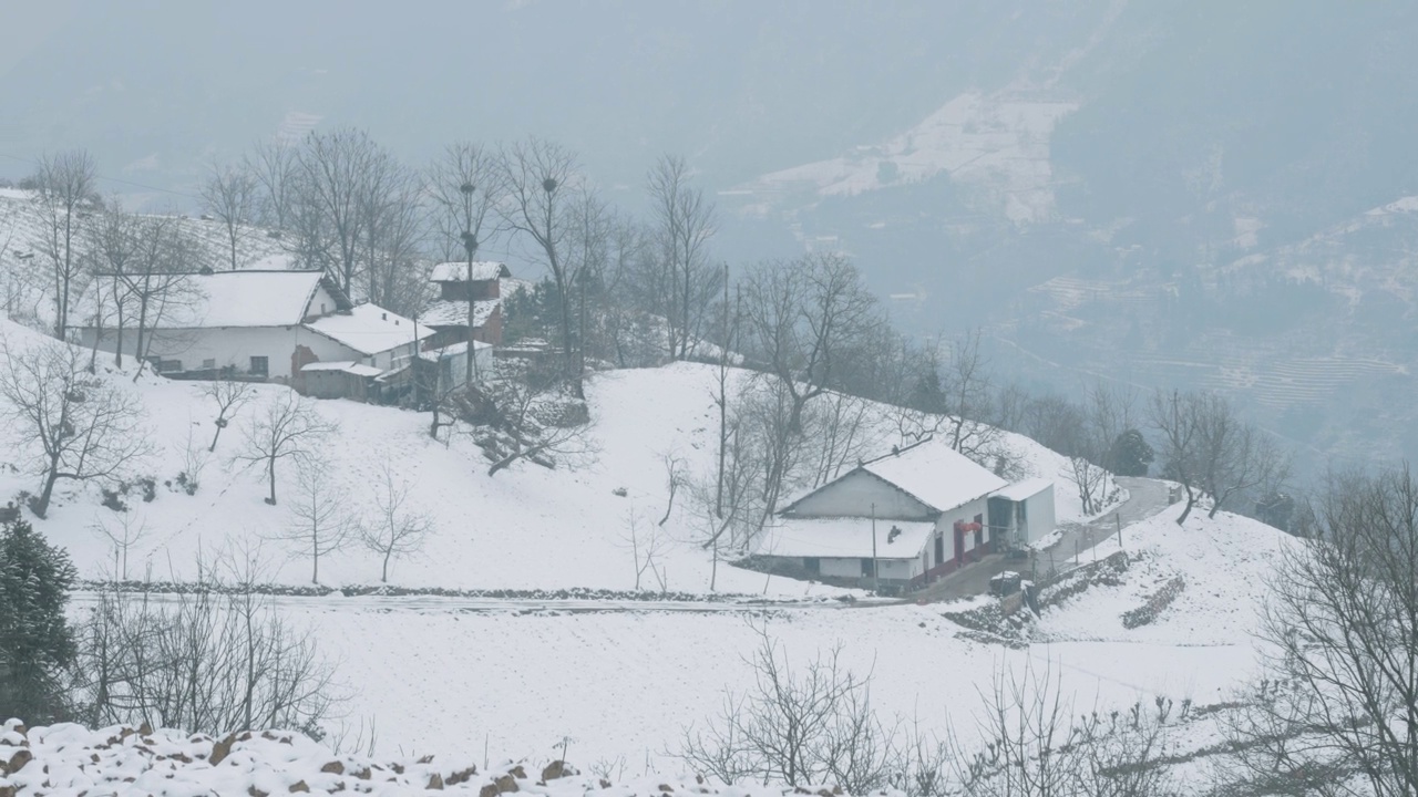 雪中的山村视频素材