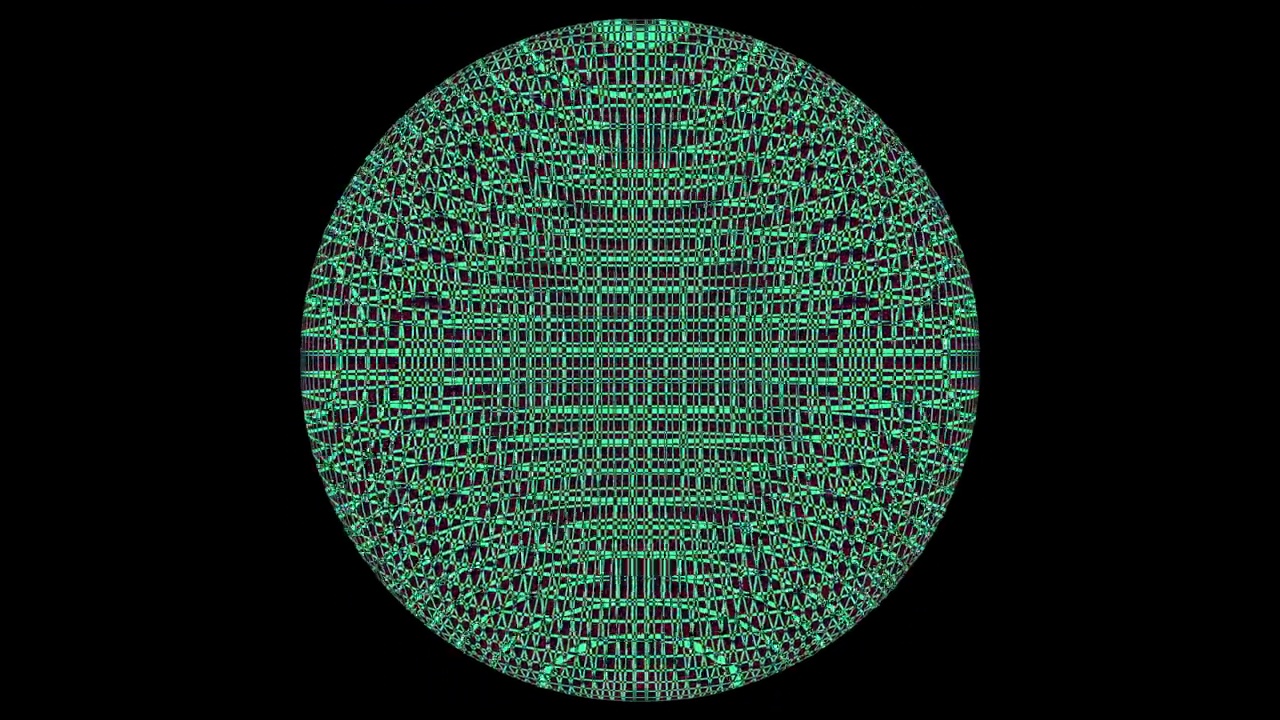 绿色和红色像素球形网格图案视频素材