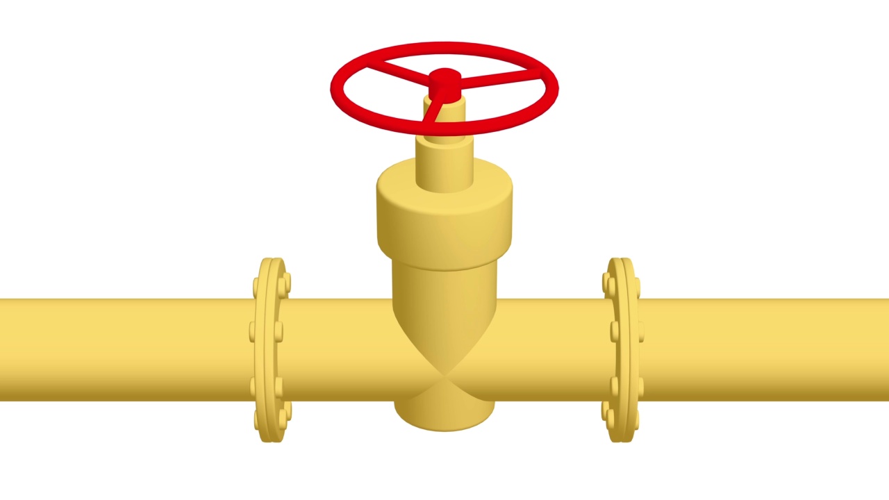 主燃气管道上有红色阀门。工业水龙头用于水、油、气等排污管道视频下载