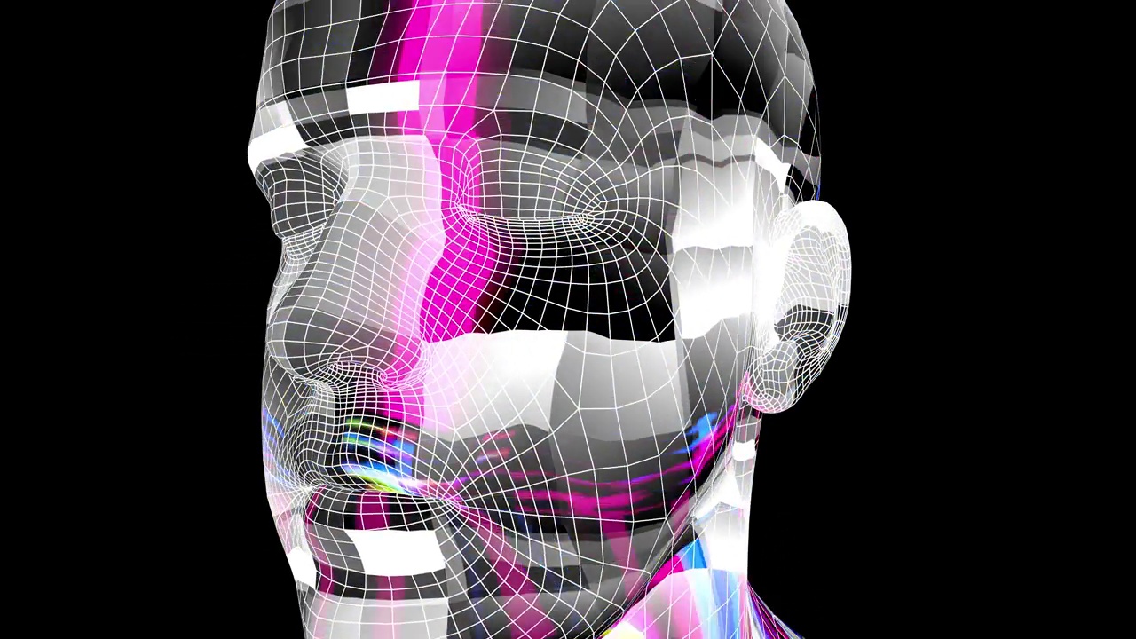 人工智能108:未来面部识别3D动画头视频素材