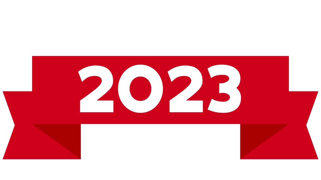 动画复古，复古红丝带与数字2023。视频素材