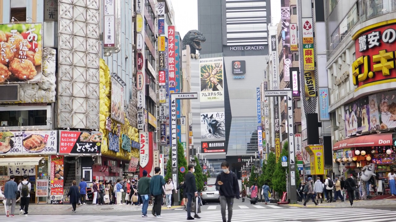 日本东京歌舞伎町的人群。视频素材