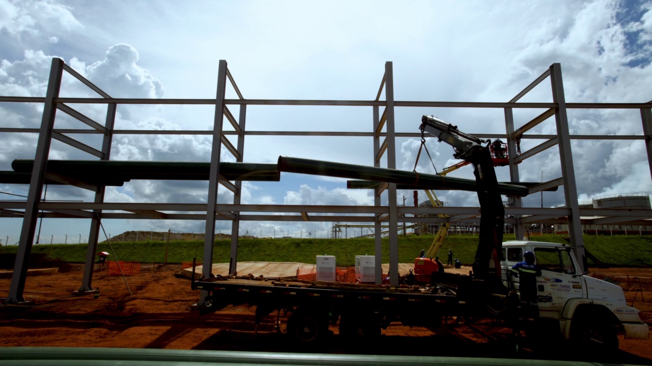 Sao Jose do Rio Preto, São Paulo State, Brazil - October, 27, 2022: View of Chemical Plant under Construcion视频素材