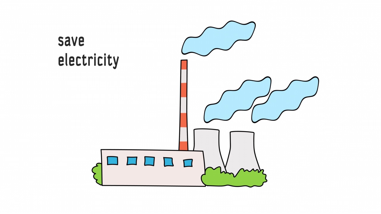 动画热电厂，烟气从烟囱排出，省电视频下载