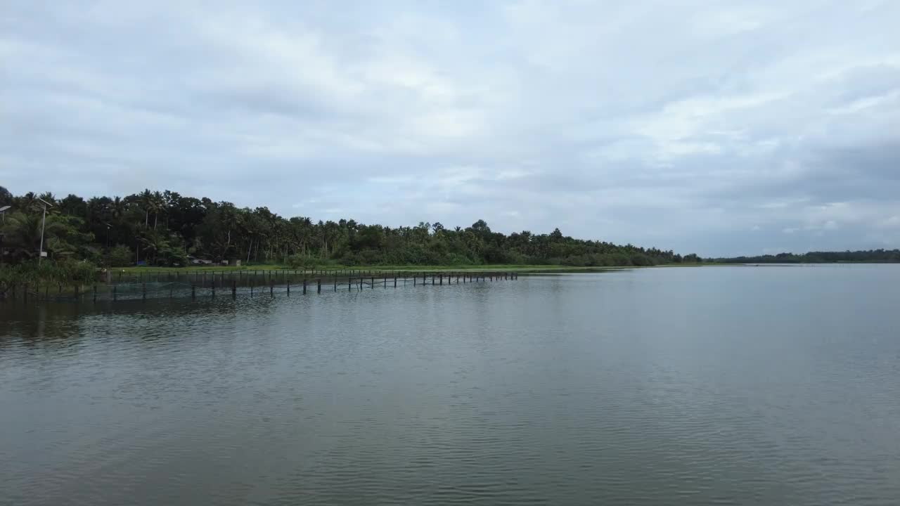 Vellayani淡水湖，Thiruvananthapuram, Kerala视频素材