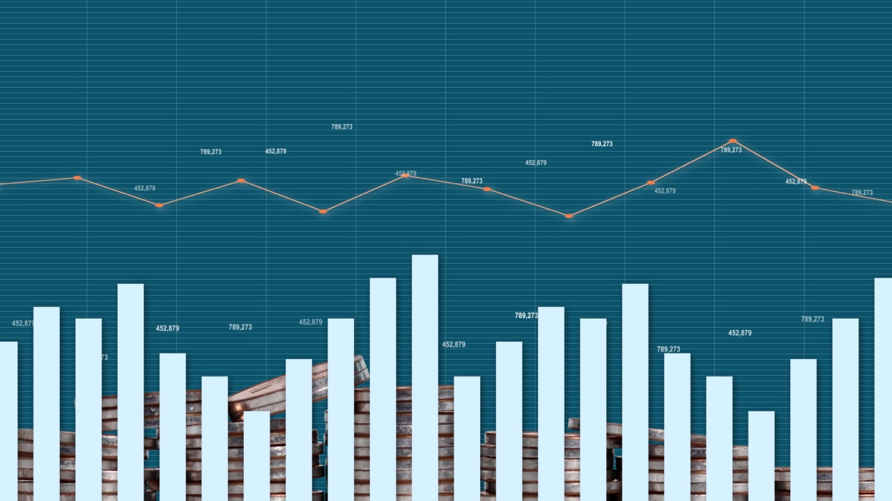 一个带有条形图和折线图的商业概念。视频素材
