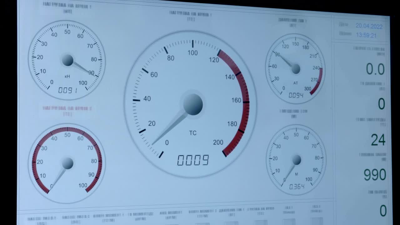 显示器与模拟表盘表。特写镜头视频素材