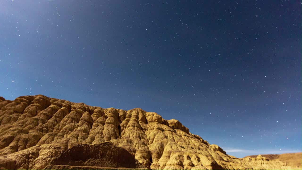 户外夜冒险，时间流逝视频星夜。视频素材