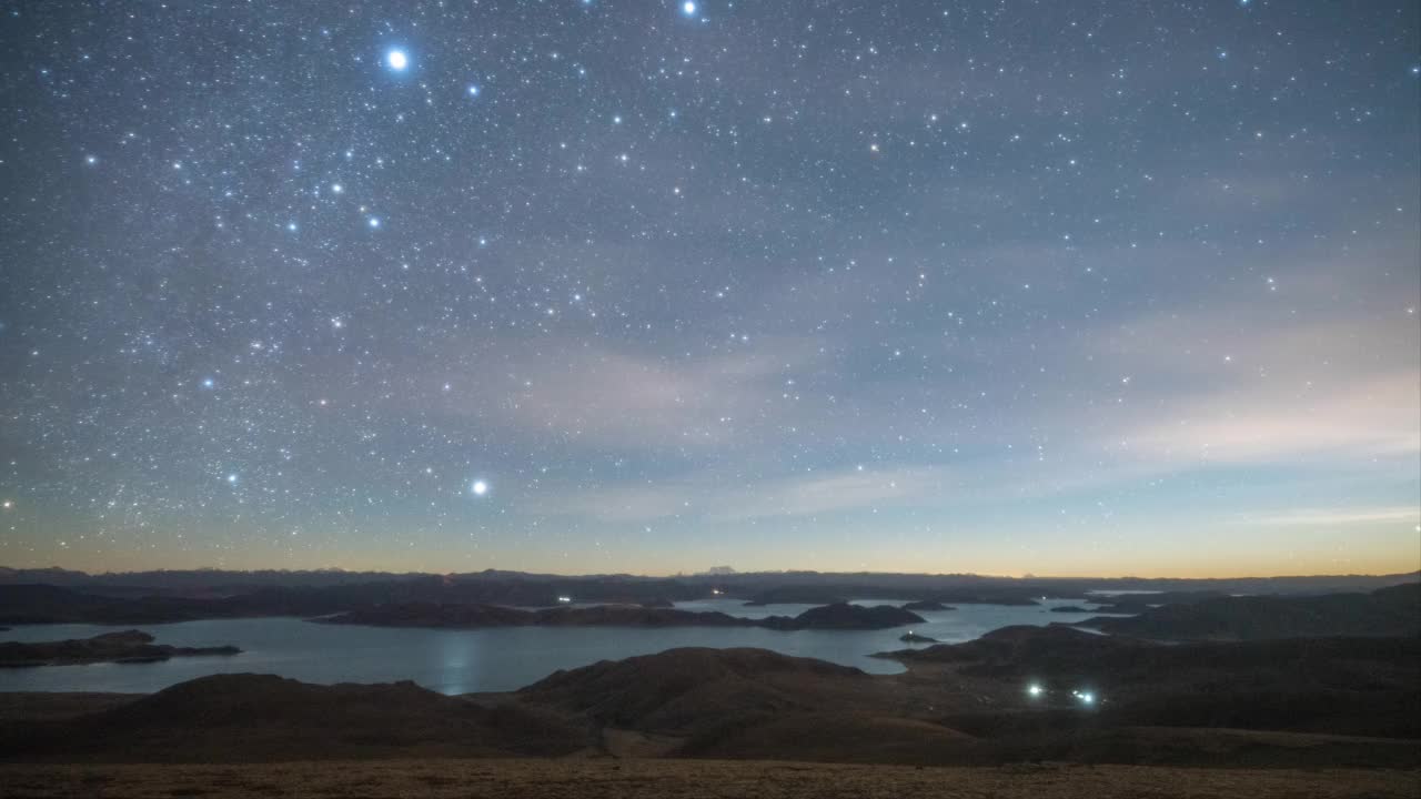 户外夜冒险，时间流逝视频星夜。视频素材