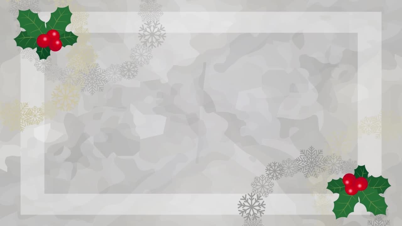 This is an animated background illustration of a snowflake wreath spinning in a glittering circle (holly also moves a little).　Loopable视频素材