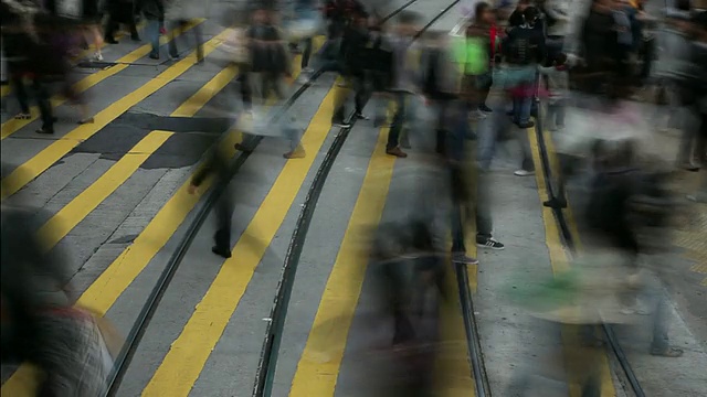 香港繁忙人行横道的延时视频视频素材