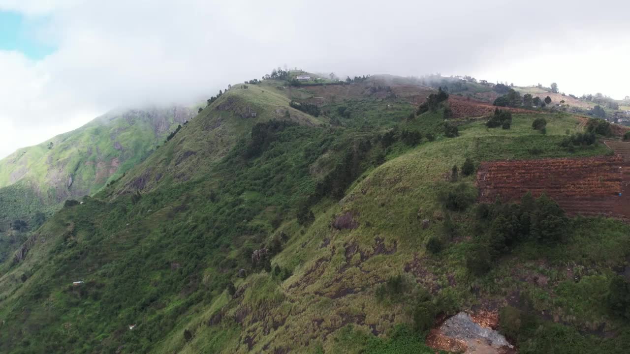 美丽的森林山脉与丘陵上的农田，Kodaikanal，泰米尔纳德邦，印度视频素材