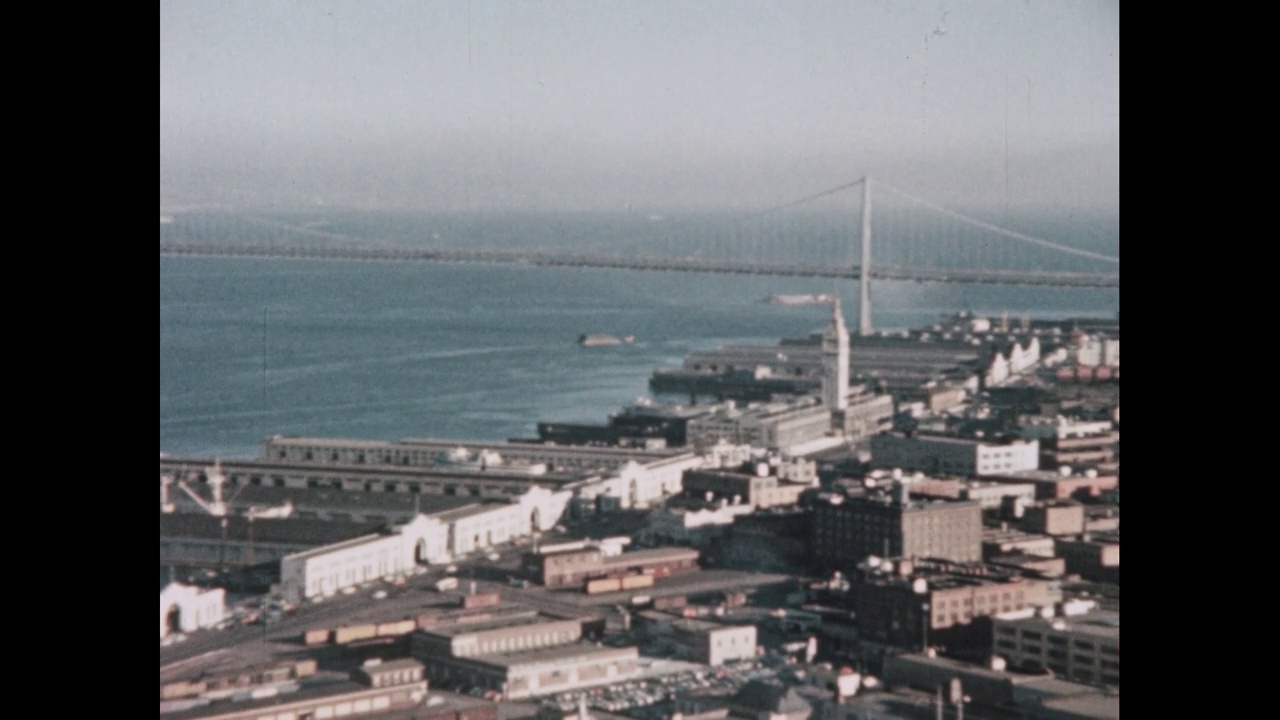 从马克霍普金斯酒店餐厅的全景，旧金山，加利福尼亚州，美国，1960年视频素材