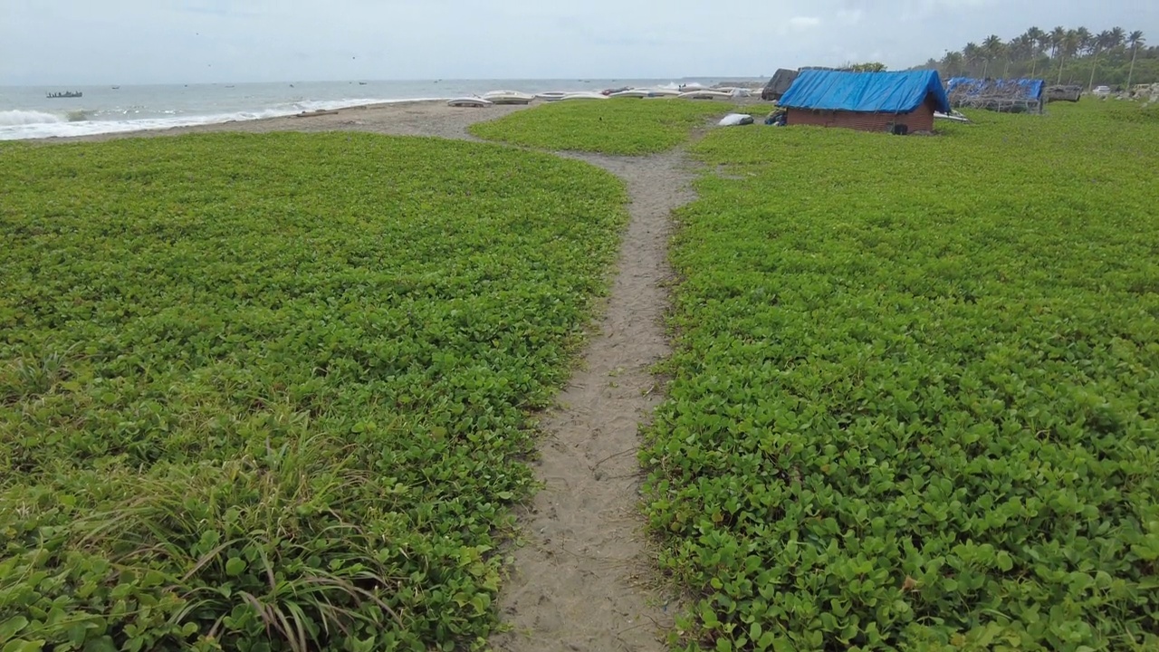 渔村，Pozhikkara海滩，Kollam，喀拉拉邦，海景，喀拉拉邦海岸线视频素材