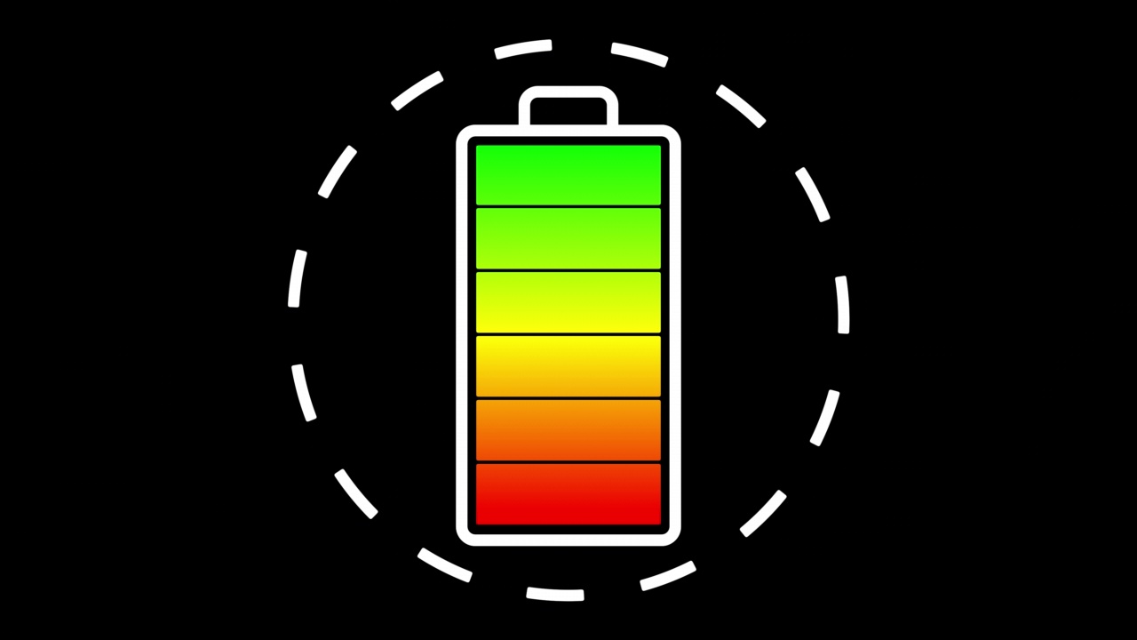 电池充电指示符号已满。视频素材
