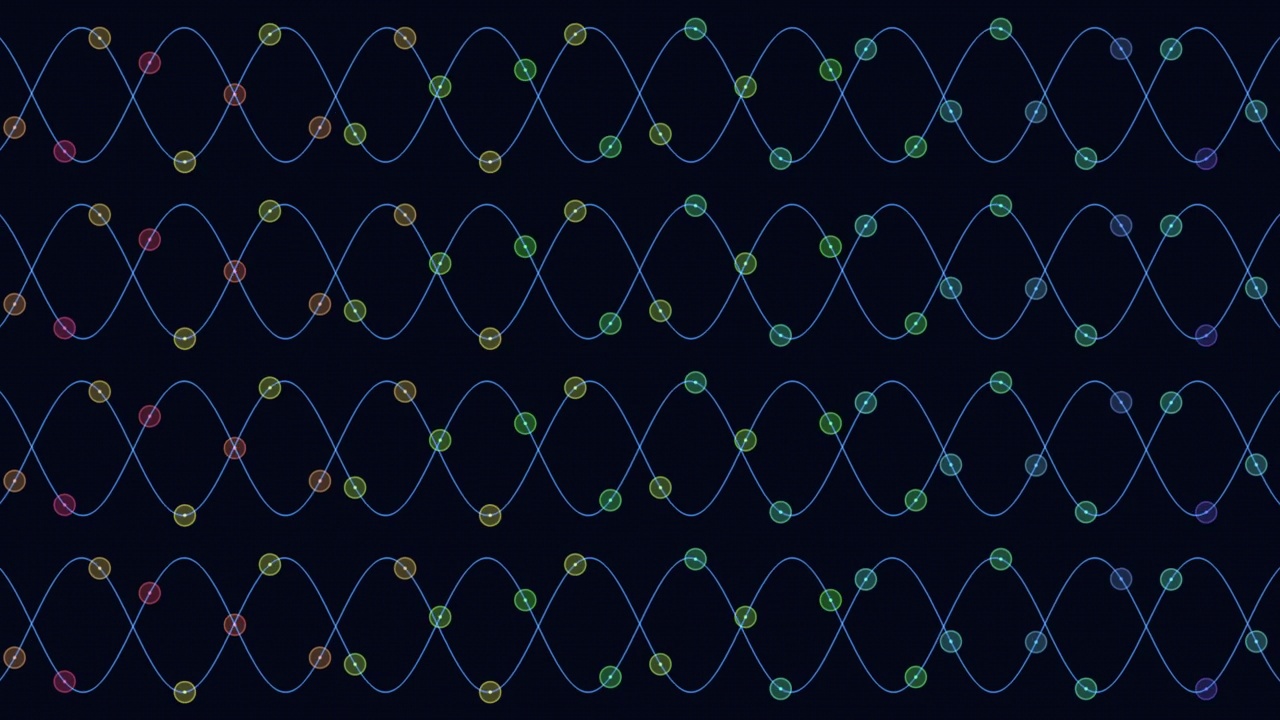 波浪图案与霓虹点在黑色渐变视频素材