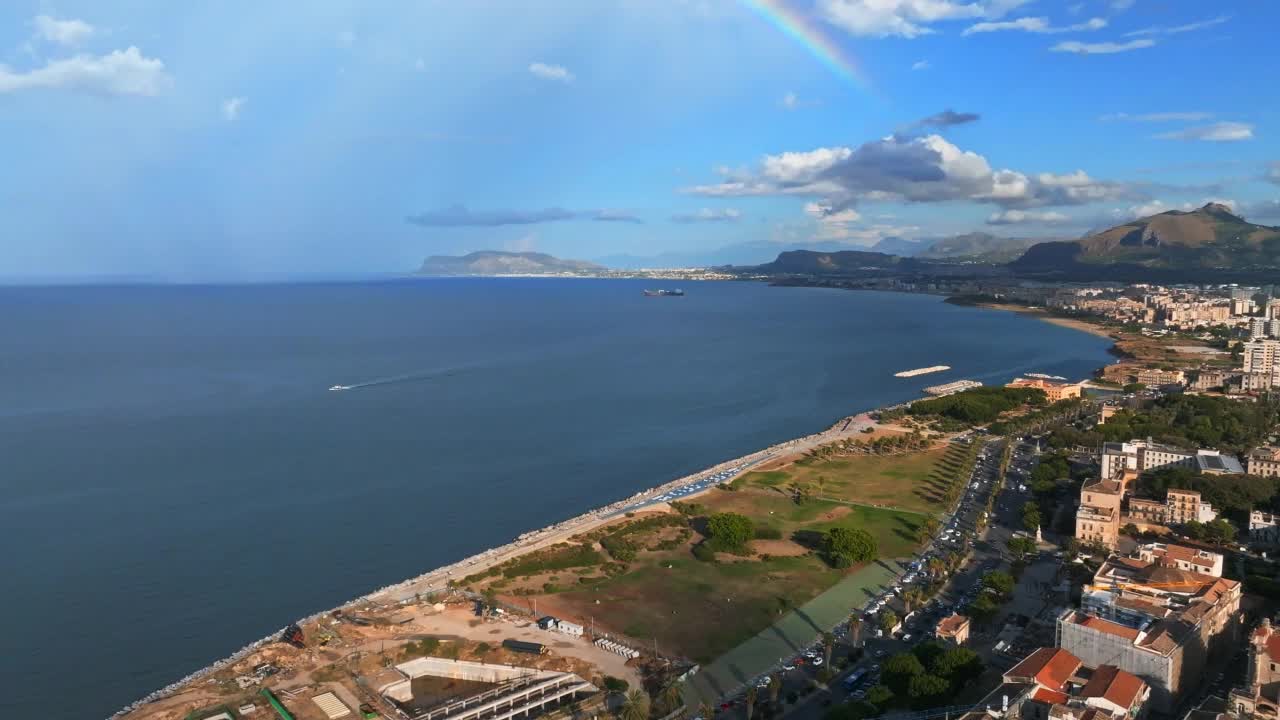 西西里岛巴勒莫镇的空中全景。视频素材