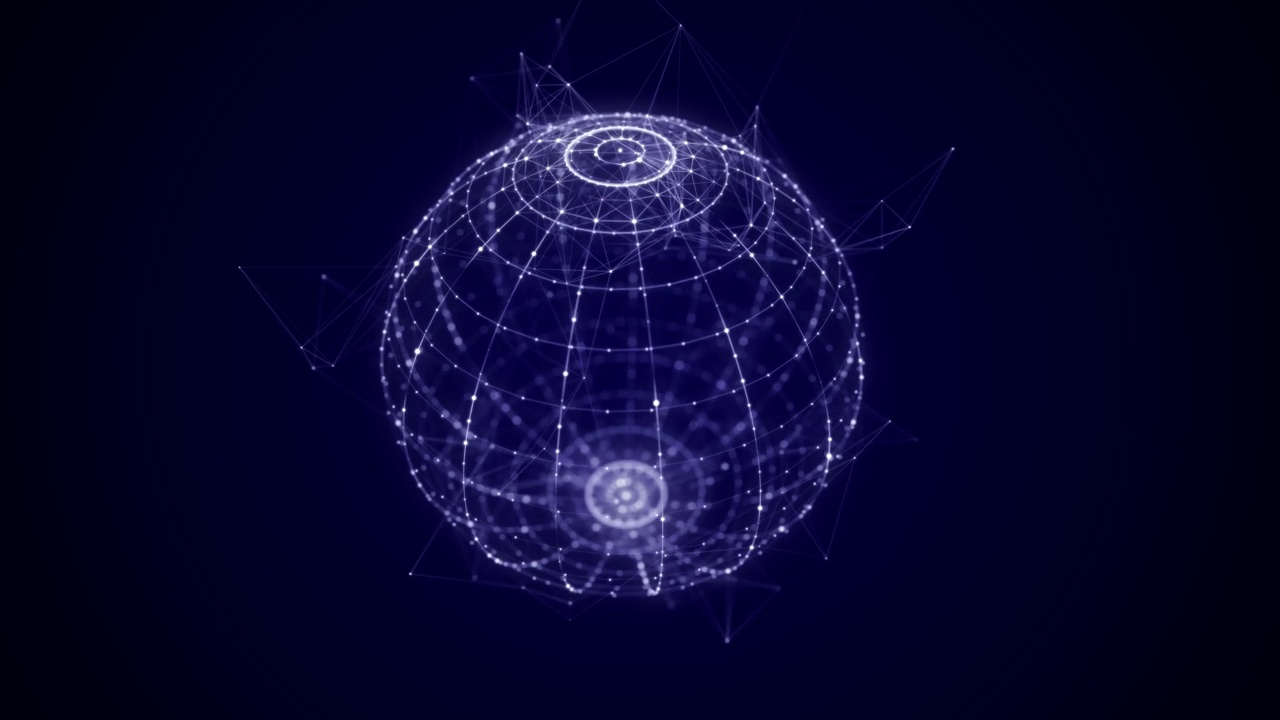 由点和线组成的球体。网络连接结构。大数据可视化。3 d渲染。视频素材