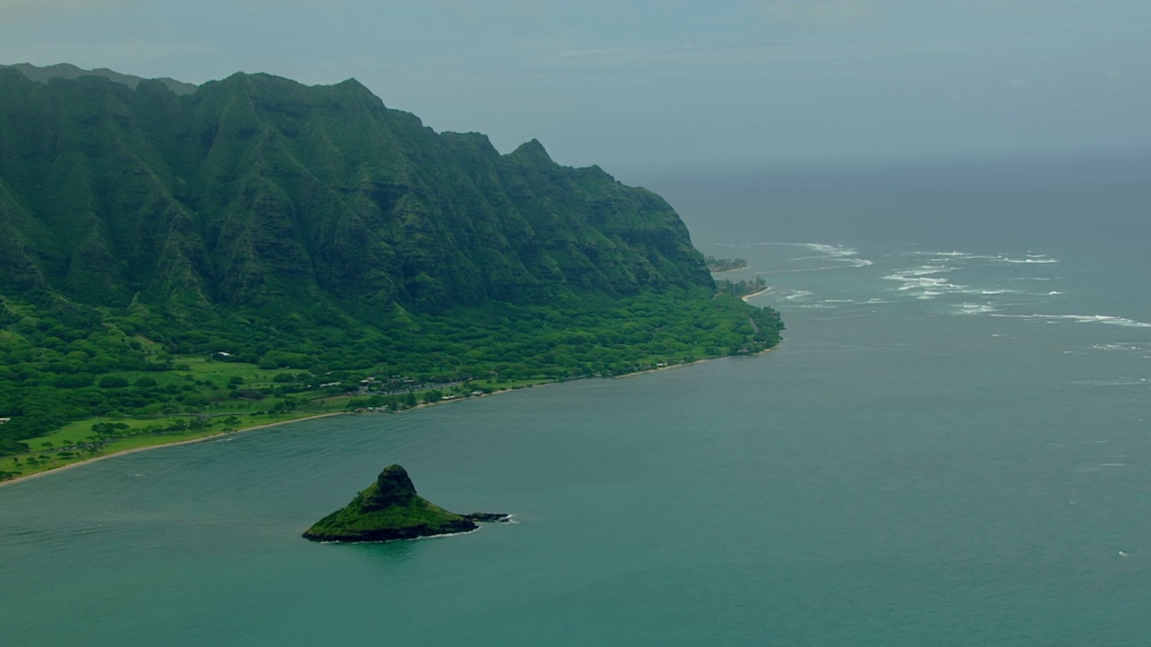 WS Aerial PAN TS De Havilland Beaver水上飞机飞往夏威夷的Mokoli'i / Kaneohe视频素材