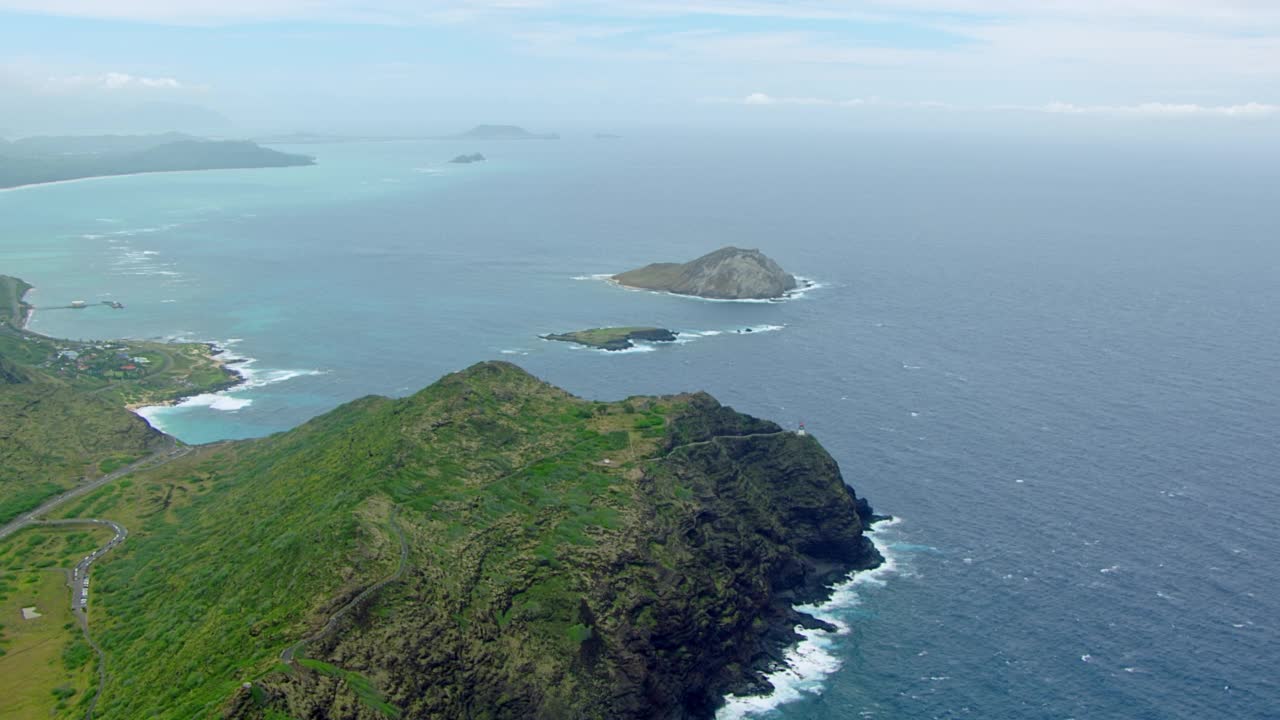 WS HA空中PAN TS德哈维兰海狸水上飞机飞过马卡普乌点/夏威夷视频素材