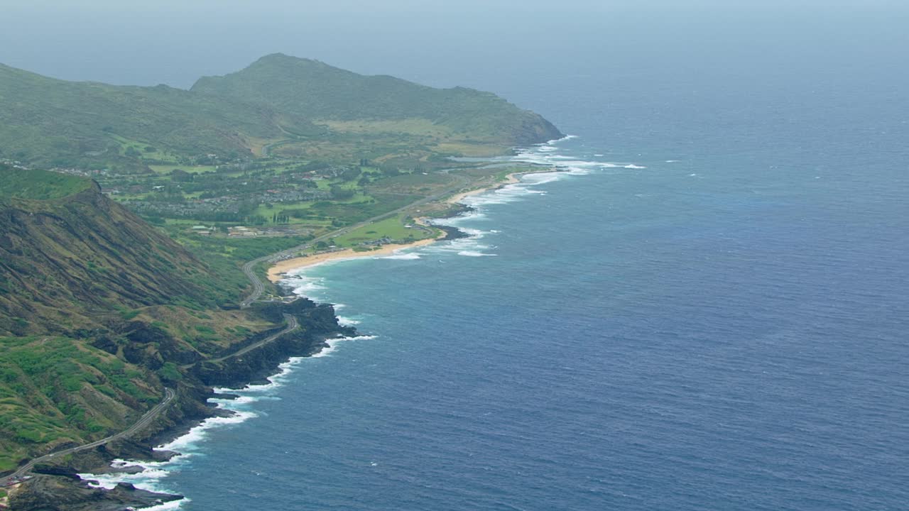 WS HA空中TS德哈维兰海狸水上飞机飞过科科火山口/夏威夷视频素材