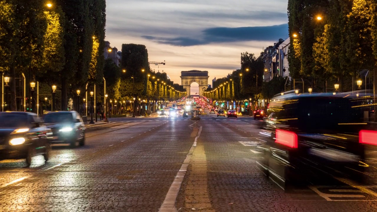 Champs-Élysées Paris France Time Lapse视频素材