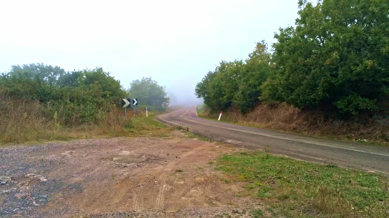 漫长的道路通向撒丁岛的茂密森林视频素材