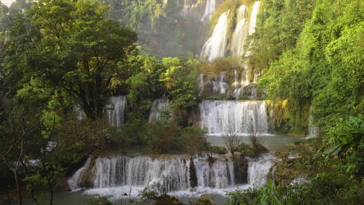 瀑布，瀑布，雨林，景观-风景，森林，自然，视频素材