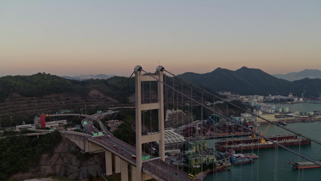 香港青马大桥日落天线视频下载