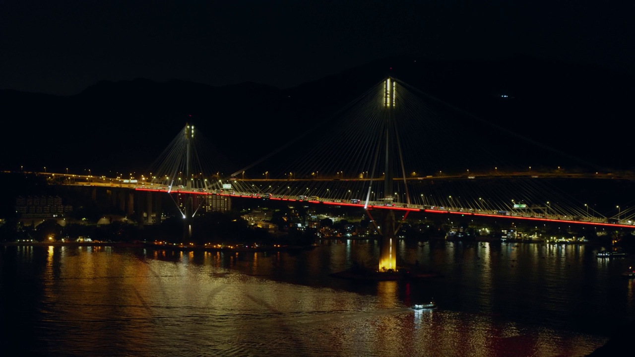 香港汀九桥夜景天线视频素材