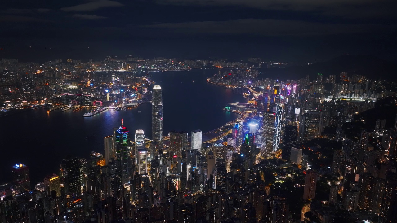 香港夜城天际线视频素材