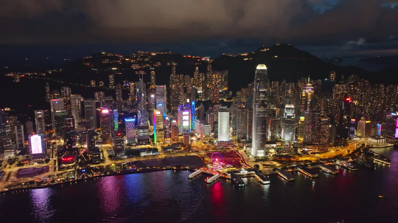 香港夜城天际线视频素材