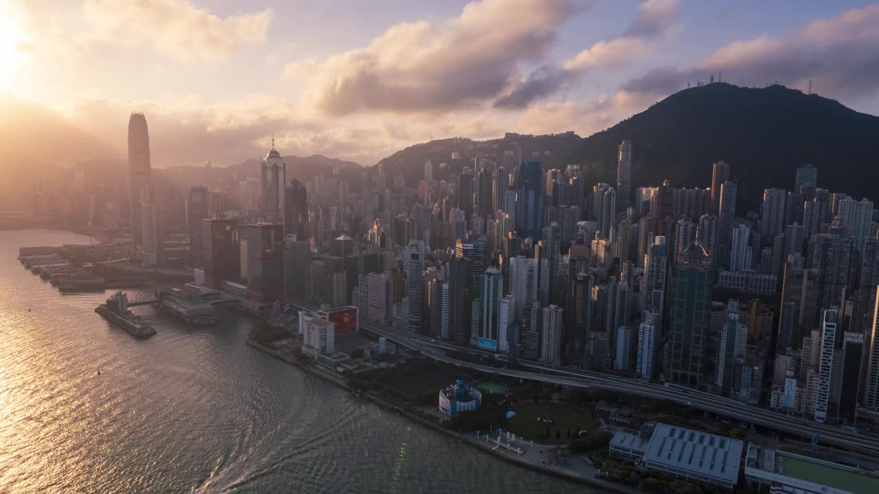 香港岛日出空中超差视频素材